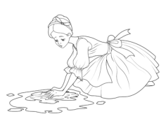 Princess Cinderella Washing Floors Coloring Pdf, Free Vectors File